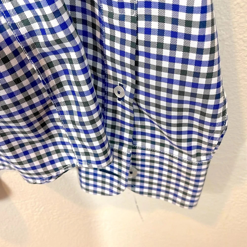 Untuckit slim fit long sleeve shirt in blue plaid size XL - Picture 3 of 4